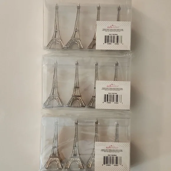 Kate Aspen Silver Eiffel Tower Place Card Holders 3packs Of Four Holders - Picture 2 of 2